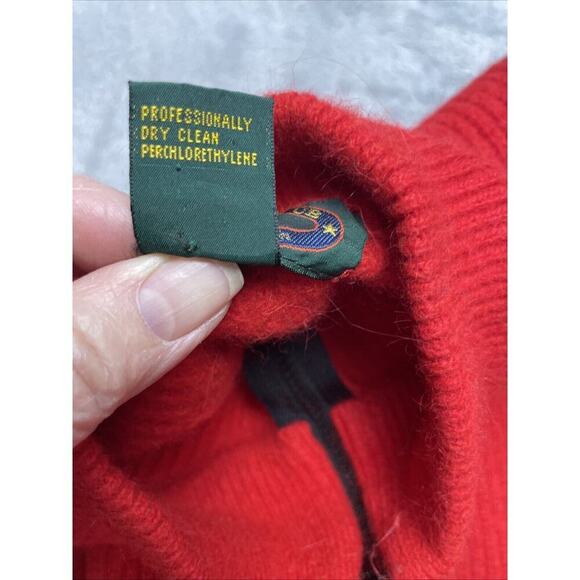 Vintage Charter Club Wool Angora Sweater Womens M Red Ribbed 1/4 Zip Holiday - Picture 4 of 6